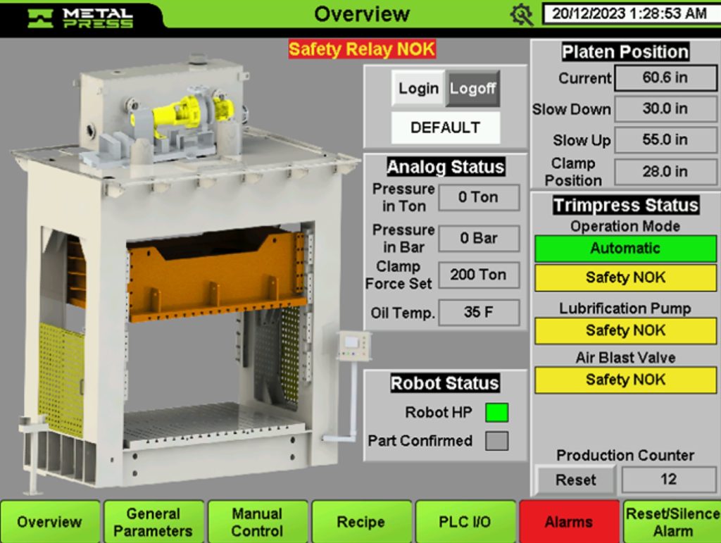 MetalPres-advance Safety PLC control with large color HMI screens