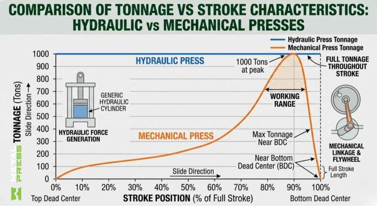 Comparación de las características de tonelaje y carrera entre prensas hidráulicas y mecánicas - MetalPress Machinery