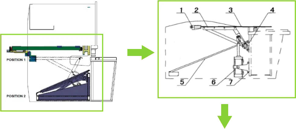 Pneumatic rear sheet support with cutting and discharge positions