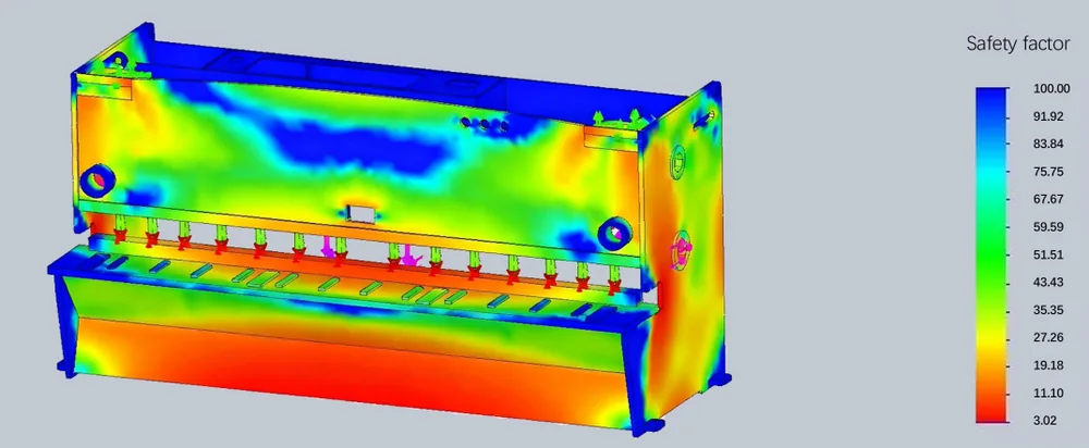 Structural frame analysis illustration for the MGS guillotine shear