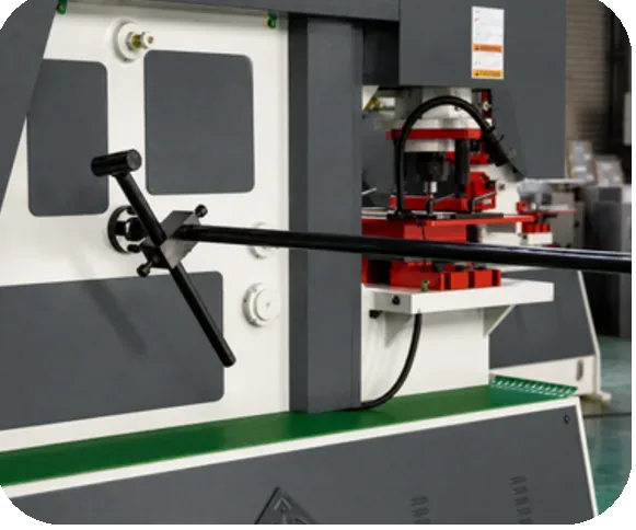 Optional 40-inch electric backgauge and rear positioning device for the Ironworker