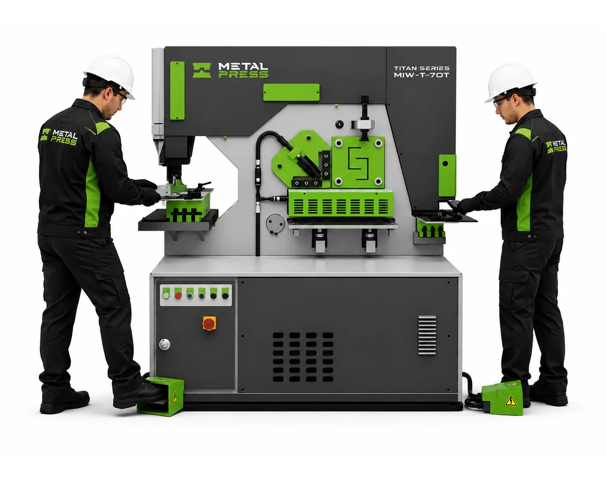 MetalPress Titan Class MIW-T hydraulic Ironworker with two operators