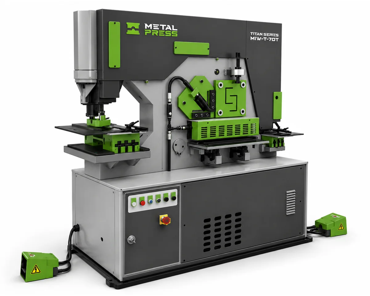 MetalPress Titan Class MIW-T hydraulic Ironworker - left three-quarter view