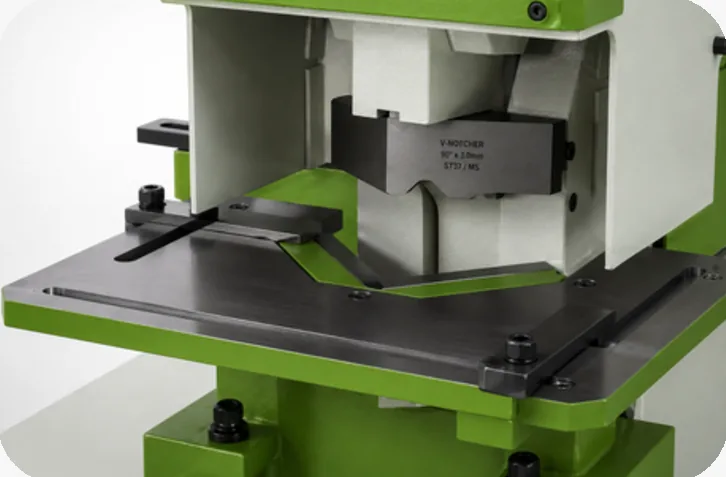 Optional V-notching tooling for the MIW-T Ironworker
